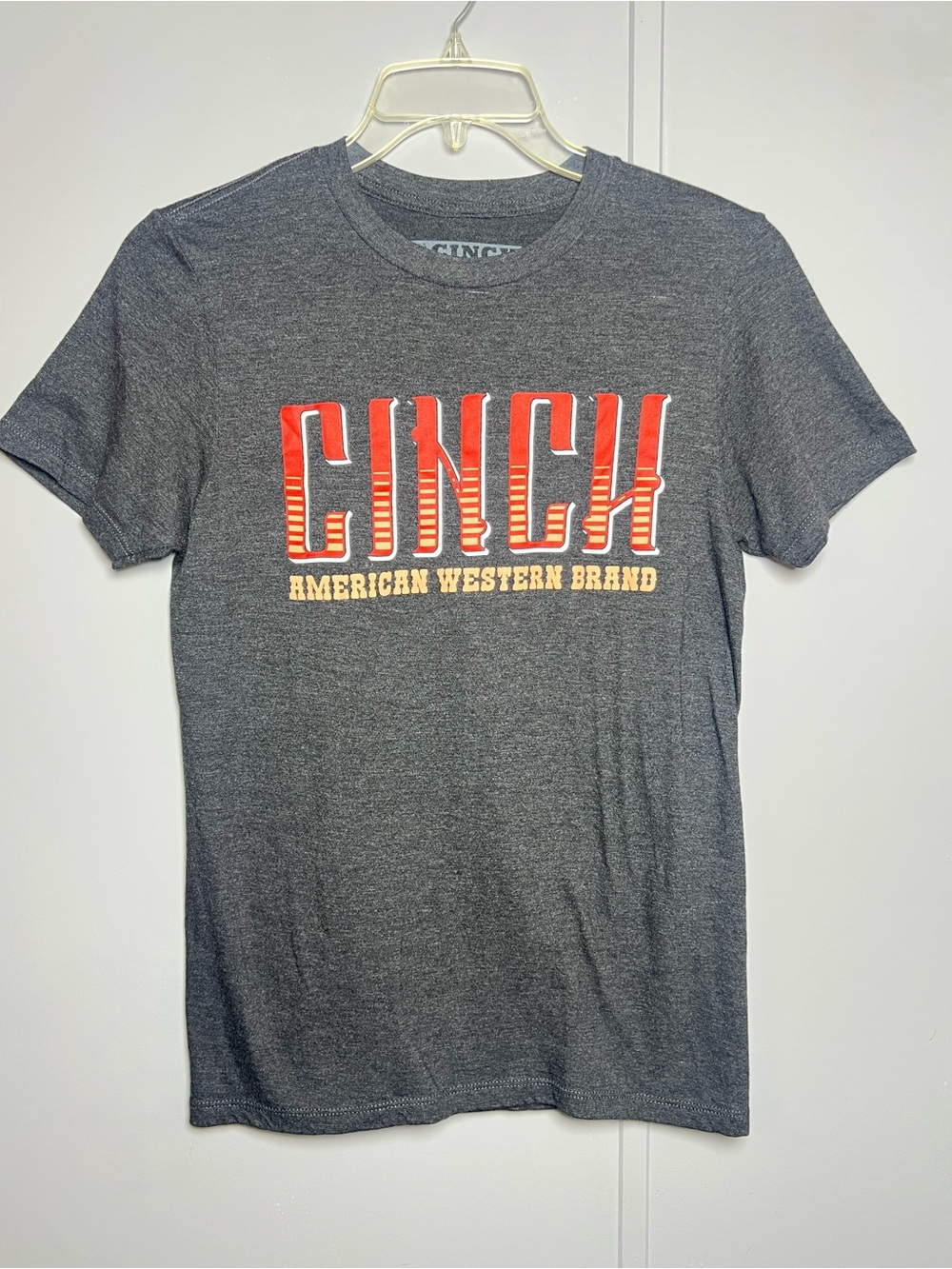 Cinch American Western Brand Gray Graphic Print Crew Neck T-Shirt Mens Small